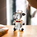 QFkris 2.5'' Blown Glass Cow Figurine Collectibles Mini Handmade Black Art Glass Farm Animal DIY Craft Ornament Home Decor - Image 5