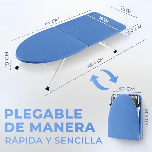 Miniatura 3 de Jupplies Tabla De Planchar Plegable Para Casa - Mesa De Planchado Pequeña 80 30cm Con Patas Antideslizantes, Funda Algodón Lavable Y Marco Acero, Ideal Para Espacios Reducidos Y Planchado Rápido