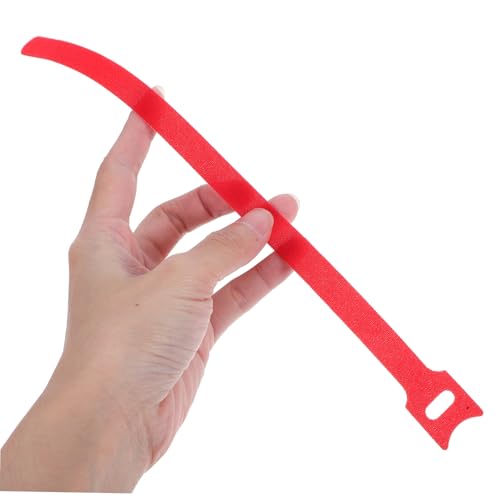 OSALADI 100 piezas de cintas reutilizables para gestión de cables con cierres de gancho y bucle, organizadores de cordones para escritorio y electrodomésticos, rojas 12mm x 300mm para uso en casa y oficina miniatura 4