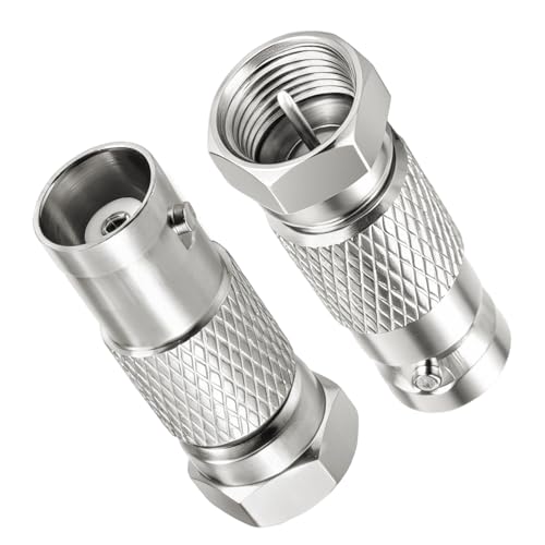 BNC to F Type Adapter, 2-Pack F Male to BNC Female Adapter Coax Connector for Radio Antenna, Video Applications, Security Camera, FM Radio, GPS, Satellite Devices, CCTV Cameras, Coaxial Coax RG6, RG59