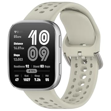 Nacorulu Compatível com pulseira Amazfit Bip 6, pulseira de silicone de 22 mm de largura para smartwatch Amazfit Bip 6 (cinza)