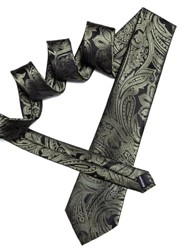 Image of Barry.Wang Men Tie Set Paisley Silk Necktie Pocket Square Cufflinks Formal Wedding Business Party
