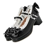 TEHAUX Damen High Heels mit Hohem Absatz 1 Paar Frühling Damenschuhe mit Schleifenverschluss Strapazierfähiges Hautfreundliches Material Modisch für Outdoor und Strand Größe 37 Schwarz