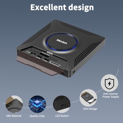 Image of Unitek External CD DVD Drive, Portable Laptop Optical Disc Burner with M.2