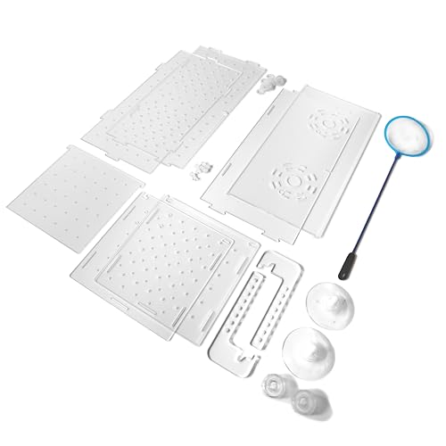 Image of Disco Radical Fish Breeding Box for Tank or Aquarium - Isolation Box and Fish Hatchery Container Kit - Adjustable, Acrylic - Complete with Small Fish Net, Clear
