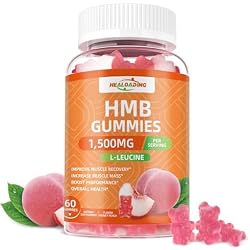 HEALOADING HMB and Leucine Gummies Supplement: HMB Supplements for Men 1500mg and Leucine Amino Acid for Muscle Recovery Increase Muscle Mass Improve Endurance Non-GMO Sugar Free Peach 60 Gummies