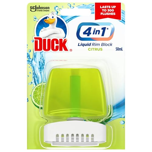 DUCK Toilet Cleaner, Liquid Rim Block, Cleans, Freshens & Fights Stains, Citrus Fragrance, Yellow, 50 ml