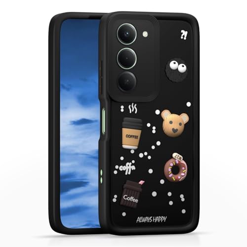 Image of Bintage Cute Fun Taddy| 3D Ball Bear| Donut| Coffee Rubber Case Full Body & Camera Protection Back Cover Compatible for Realme P4 Lite 5G - Black