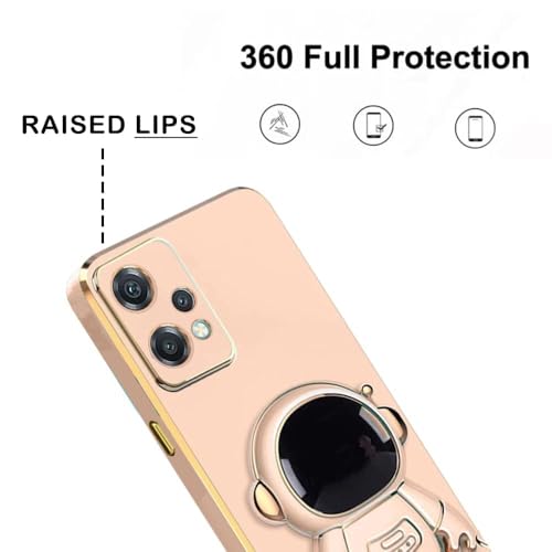 Image of for Realme 9 Pro Plus | Realme 9 / Narzo 50 Pro 5G Case Cute 3D Astronaut Stand Design Camera Protection Shockproof Soft Back Cover for 9 Pro Plus | Realme 9 / Narzo 50 Pro 5G (Pink)