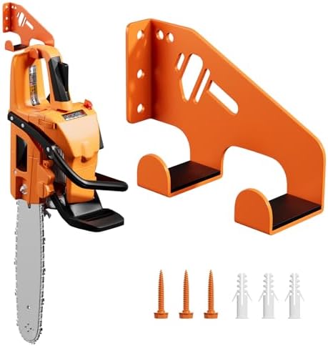 XZHXFX Chainsaw Hanger Wall Mount - Heavy Duty Chainsaw Holder for Garage Organization, Storage Shed Organizer, Chainsaw Rack with Protective Pad, Garage Tools, 1 Pack(Orange)