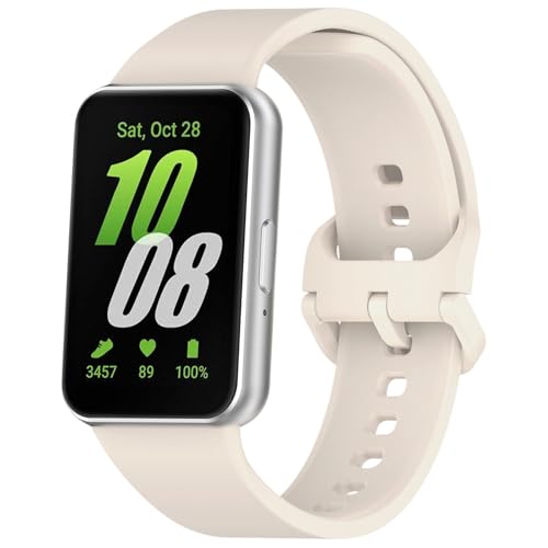 Eiavike Silicone Sport Band for Samsung Galaxy Fit 3, Adjustable Replacement Watch Strap for Galaxy Fit 3 SM-R390 Women Men (Starlight)