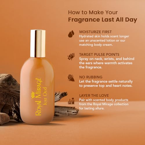 Image of Royal Mirage Just Oud Eau de Cologne | Long-Lasting Unisex Perfume | Oud, Rose & Leather Notes | Long-Lasting Luxury Fragrance | Exotic & Captivating Scent | Gift for Man and Woman | 120ml