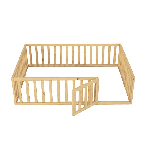 Aocoroe Queen Size Montessori Bed Floor Bed Frame With Rails And Door. Floor Height Wood Queen Bed Frame For Boys And Girls, #TOP7