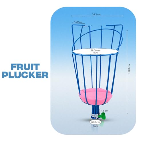 Image of Garden Genie Fruit Plucker from Tree | Metal Fruit Picker Basket Tool with Adjustable Clamp | Lightweight Fruit Catcher for Mango, Lemon, Apple & More