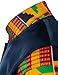 LucMatton Men's Kente Print African 2 Piece Set Long-Sleeve Button-up Shirts and Pants Dashiki Suit Navy X-Large
