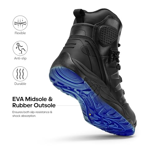 NORTIV 8 Men's Safety Steel Toe Work Boots Breathable Ankle Industrial Construction Boots,Size 10.5,Black,SNIC242M