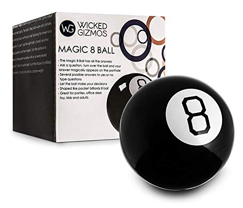 WICKED GIZMOS Magic 8 Ball u0096 Classic Retro Novelty Mystic Gadget Answers Questions about Romance, Friendship, School, Work - Fun Gift Features More Than 15 Answers and Predictions (Black)