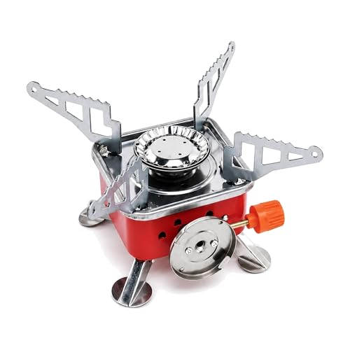 Image of Mini Camping Gas Stove Butane Gas Stove with foldable burner Outdoor Cooking Camping Hiking Trekking with Safety Lock