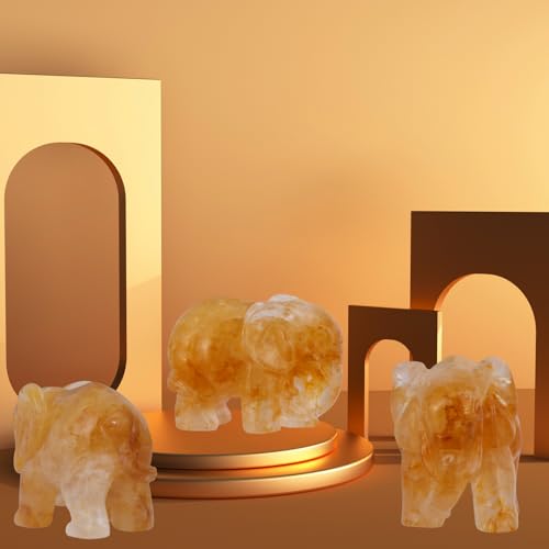 Figurita de elefante de cristal citrino 2'' para decoración miniatura 6