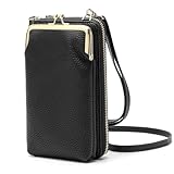 EASTNIGHTS Small Crossbody Phone Bag for Women Cell Phone Purse Wallet Kiss Lock Cute Shoulder Bag with Credit Card Slots (black-1)
