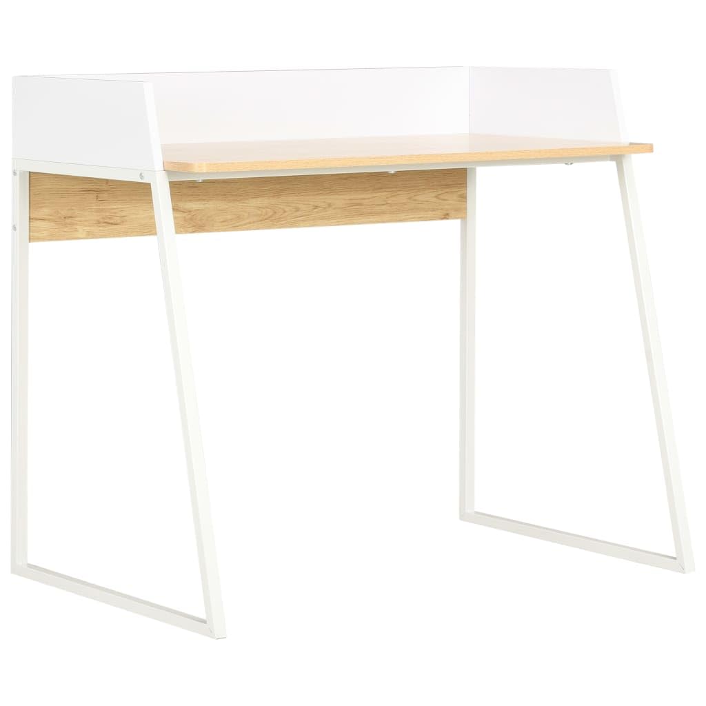 Scrivanie Gaming Tavolo Consolle Scrivania Da Gaming Tavolo Da Lavoro Scrivania Bianca e Rovere 90x60x88 cm per Soggiorno Camera Da Letto Studio Sala Studio