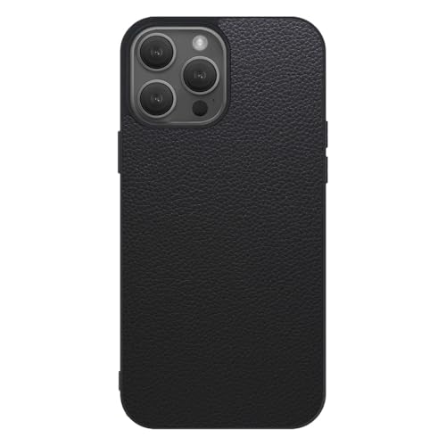 LOOF LUXURY-SHELL �{�v ���U�[ �X�}�z�P�[�X for iPhone 14 Pro �p �P�[�X �J�o�[ �X�g���b�v�z�[�� �V���v�� �ϏՌ� ���^ �y�� leather [�u���b�N]