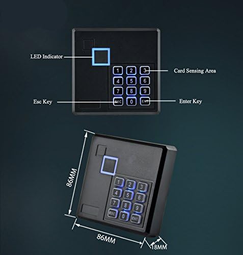 Proximity RFID ID Card Door Access Control Keypad Reader 125KHz Wiegand 26/34 Bit Black Color