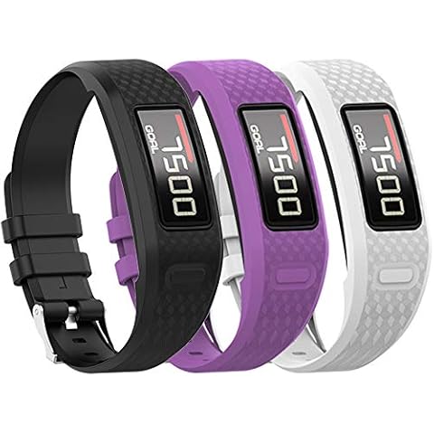 QGHXO Band for Garmin Vivofit 1 / Vivofit2, Soft Silicone Replacement Watch Band Strap for Garmin Vivofit 1 / Vivofit 2 Activity Tracker, Small, Large, Ten Colors (Black&White&Purple, Small) Cover