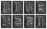 Famous Guitars Wall Art Decor - Set of 8 Unique Cool Patents (8x10) Unframed Musician Gifts for Guitar Players Men and Women, Fathers Music Fans Themed Room Decoration -  ArtCantHurtU