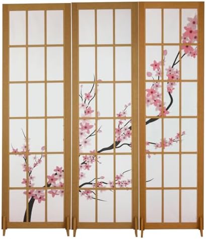 Biombo Divisoria MDF Oriental Japonês Divisor Ambiente Cerejeira ...