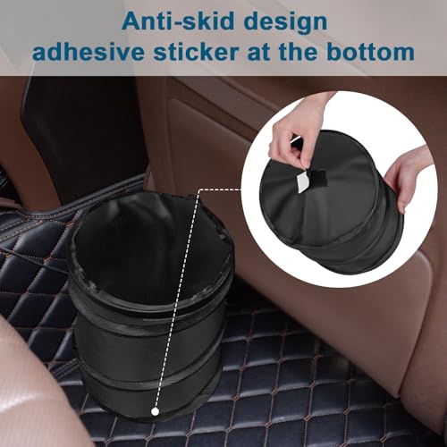 Image of Car Trash Can, 2.6 Gallons Car Garbage Can, Collapsible Trash Bin | Pop-Up Trash Can for Car Front Back Seat, Portable Car Trash Bag Hanging for Vehicle SUV Rv Truck Accessories Interior, Black
