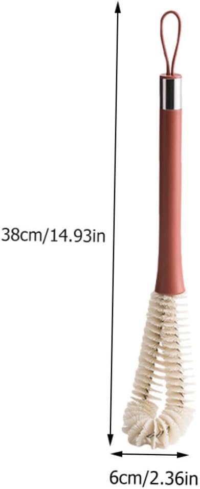 CALLARON 2pcs -Handled Cup Brush Supple Bristles for Cleaning Narrow Neck Bottles Feeding Bottles and Glassware Comfortable Handle for Home Use Red