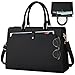 RAINSMORE Laptop Bags for Women 15.6 Inch Ladies Work Bag Laptop Tote Bag PU Leather Large Laptop Handbag for Women Water Resistant Computer Bag for Business Office School Travel Black