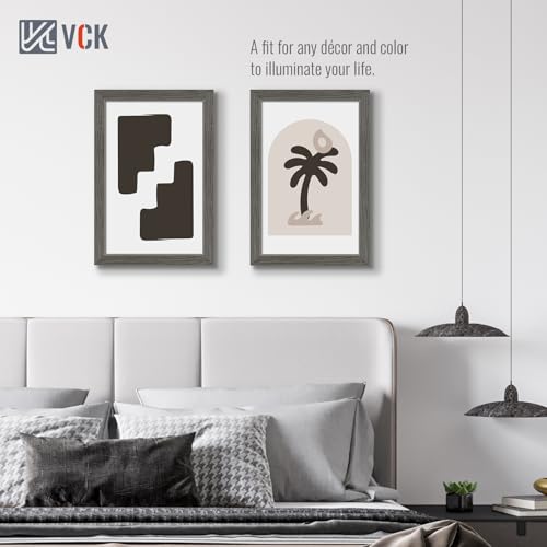 Image of VCK 11x17 Picture Frame Set of 3, Gray Grey Wood Frames, Gallery Wall Decor Photo Frames for Wall Mounting Horizontally or Vertically