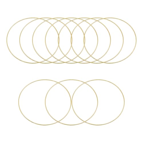 Image of Pocoxll 10 Pcs Metal Floral Hoops, Wreath Macrame Hoop Rings, Metal O Rings | Light Gold,12Inch, Dream Catcher Rings, Wire Wreath Frame Floral Hoop Rings, for Wedding Wreath Decor DIY Wall Hanging Crafts