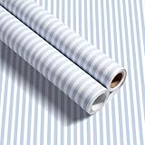 Colarr Striped Peel and Stick Wallpaper 17'' x 118'' Blue and White Stripe Removable Self Adhesive Wallpaper Decal for Bedroom Cabinet Drawer Furniture Summer Wall Poster Art Crafts Modern Decoration