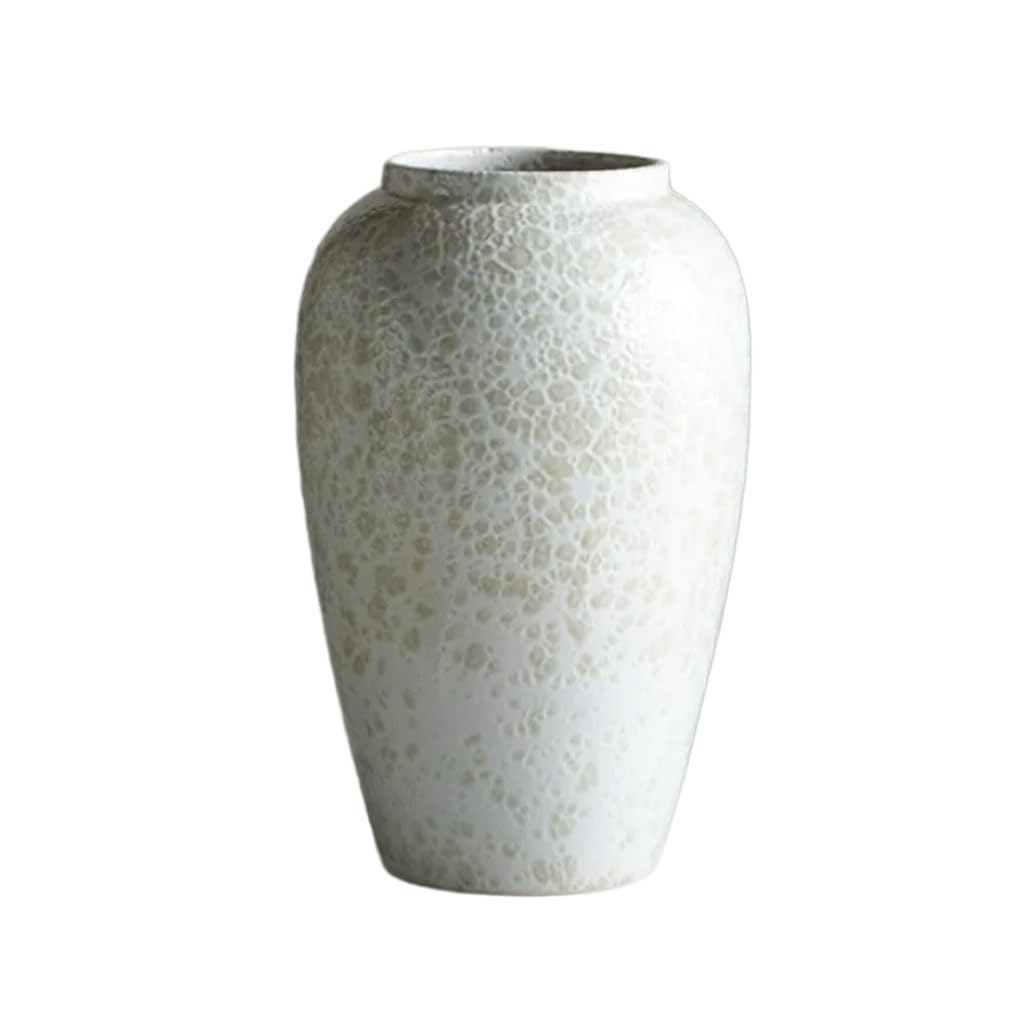 HRGKLMN Ceramic vase with speckled texture glaze, Wabi-Sabi ceramic vase for dried flowers, lotus branches, hand-glazed flower vase as a gift for housewarming and wedding,M