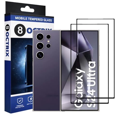 Image of Military-Grade Tempered Glass Screen Protector Compatible for Samsung Galaxy S24 Ultra with Edge to Edge Coverage - Case Friendly, Anti-Scratch & Bubble-Free Installation Kit (Pack Of 2)