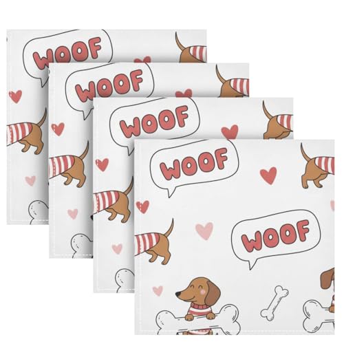 Servilletas de Tela Reutilizables Dachshund Dog 20x20in Pack 4 miniatura 1