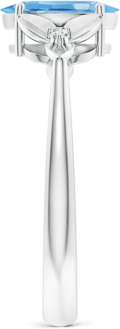 ANGARA Natural Swiss Blue Topaz Solitaire Ring for Women in 14K Solid Gold | November Birthstone, Birthday, Engagement, Anniversary, Wedding Jewelry Gift for Women - Image 3