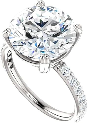 8CT-12CT Round Moissanite Engagement Ring Wedding Eternity Band Vintage Solitaire Halo Setting Silver Jewelry Anniversary Promise Vintage Ring3