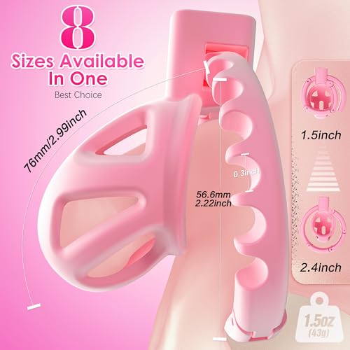 Image of Uoffile Male Chastity Cage Devices, Small Lightweight Sissy Chastity Cage with 8 Adjustable Cock Rings and Invisible Lock, Man Penis Exercise Bondage Gear & Accessories Couple BDSM Adult Sex Toys Pink