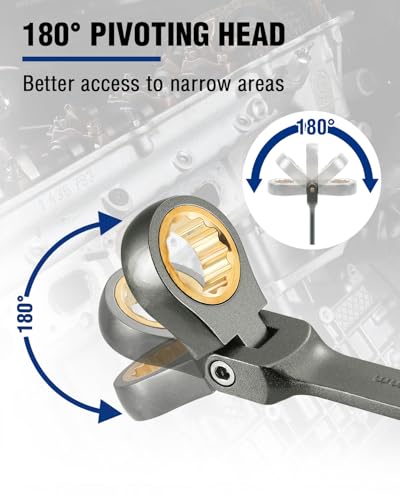 Image of WORKPRO 10 mm Flex-Head Ratcheting Combination Wrench, Nickel Plating