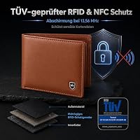 Kronenschein® Geldbörse Herren Leder mit RFID Schutz - Echtleder Portemonnaie mit Münzfach - Geldbeutel für Männer - Brieftasche Wallet braun - Portmonee Ledergeldbeutel aus Nappa Leder (Hellbraun) – Ansicht 3
