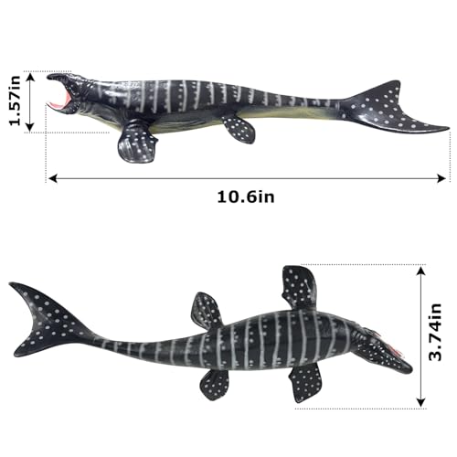Image of SmilerSmile 10.6 inch Grey Mosasaurus Figurine Plastic Sea Creature Toy for Toddlers