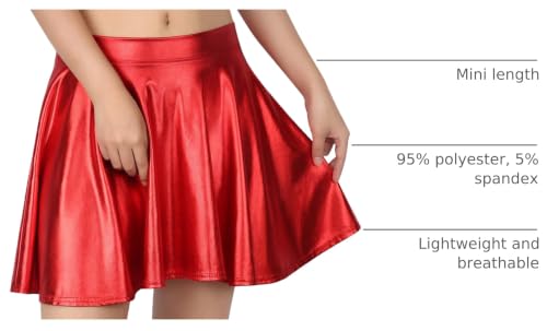 HDE Womens Metallic Casual Fashion Pleated A-Line Circle Skater Flare Skirt - image 4