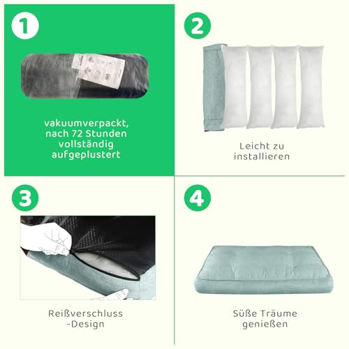 EvcgoX Hundebett, Orthopädisches Hundebett Grosse Hunde Mittelgroße Hunde, Abnehmbare Waschbare Hundekissen Hundematte 70x55 cm, Hundematratze mit rutschfestem Boden, Grün M