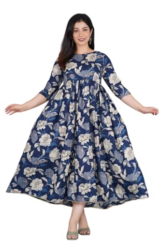 Image of Women's Maternity Feeding Dresses for Women, Easy Breastfeeding Dress, Cotton Blend Anarkali Dress with Nursing Zip for Pre & Post Pregnancy