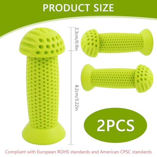 Proberos® Kids Bike Handle Grip 3.9 inches Soft Silicone Grip Sleeve Cover Porous Silicone Anti-slip Grip Universal Children's Bicycle Grips for Scooter, Tricycle, Children's Balance Bike, Green 2 415aWXjD3DL