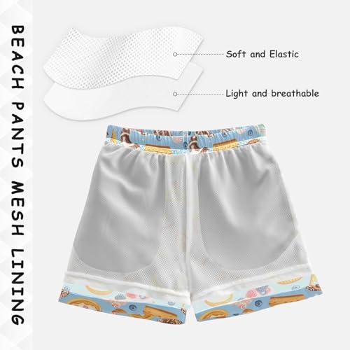 ALAZA Ice Cream Cake Donut Boys Quick Dry Beach Board Shorts Kids Swim Trunks Bathing Suit Swimsuit 2T4